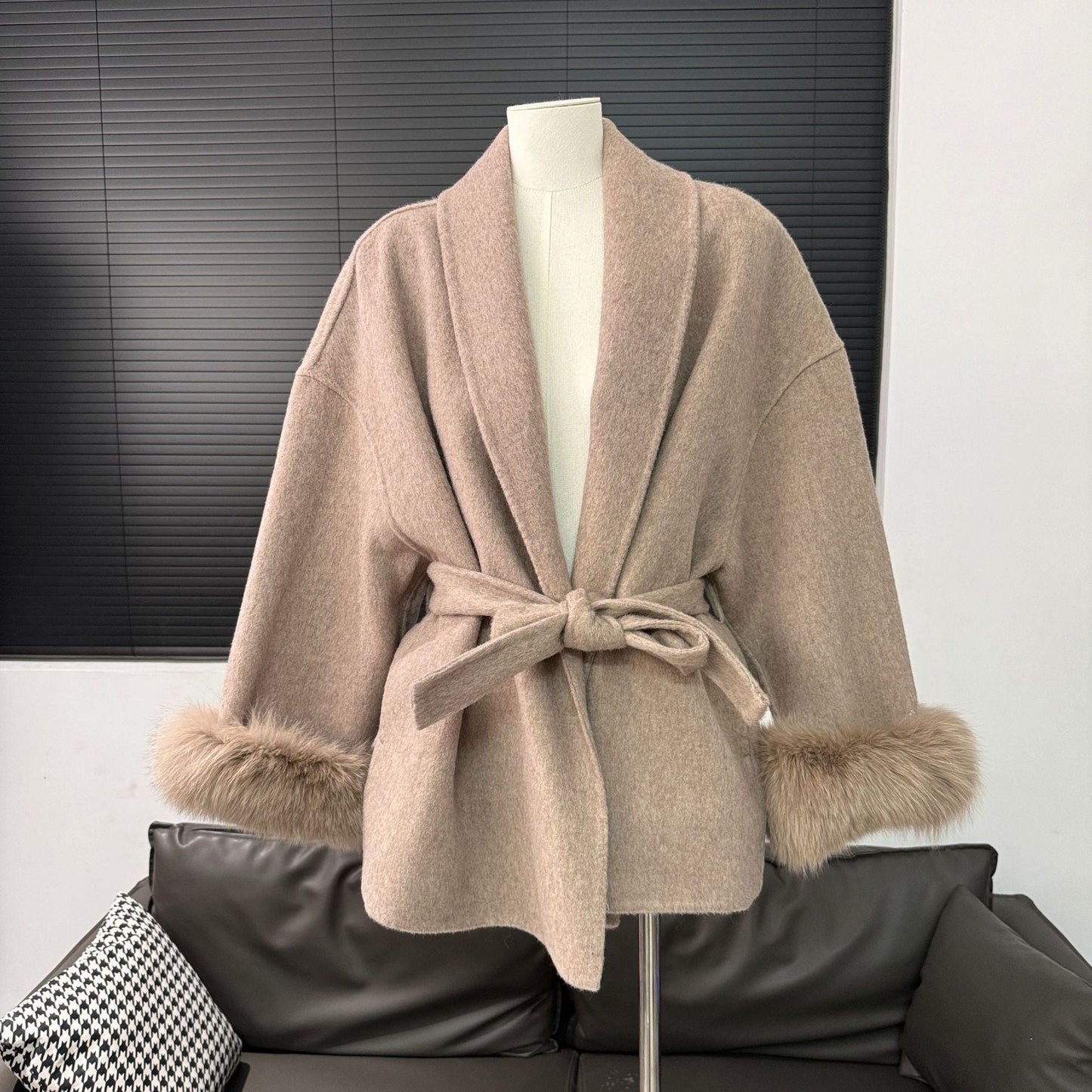 Wool Coat with Fur