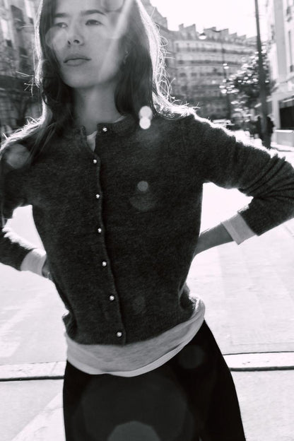 Metal Button Knit Cardigan