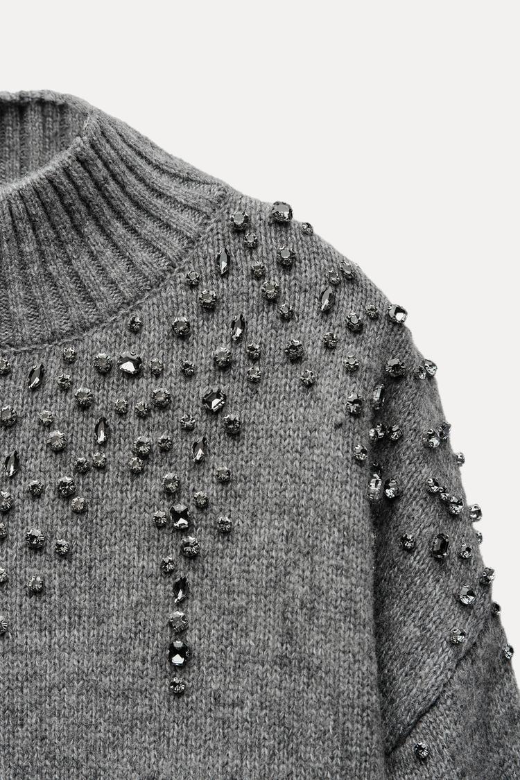 JEWEL BEADED KNIT SWEATER