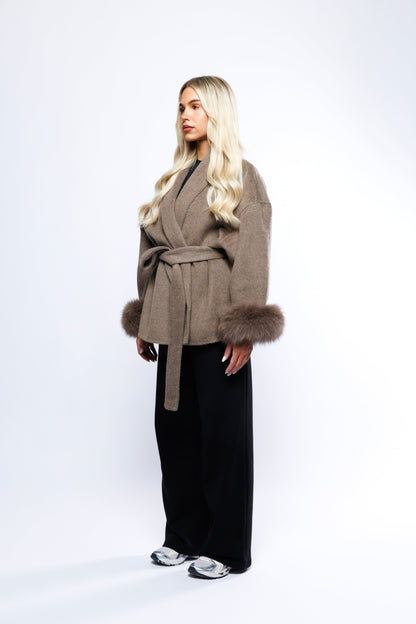 Wool Coat with Fur