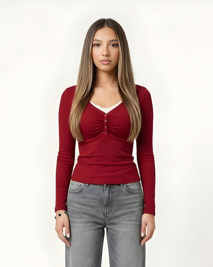 Ruched Henley Top