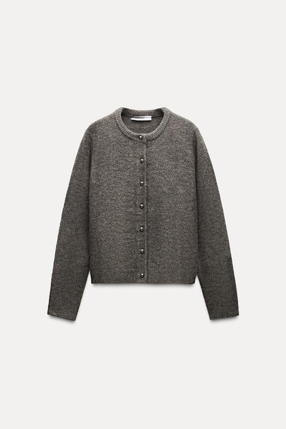Metal Button Knit Cardigan