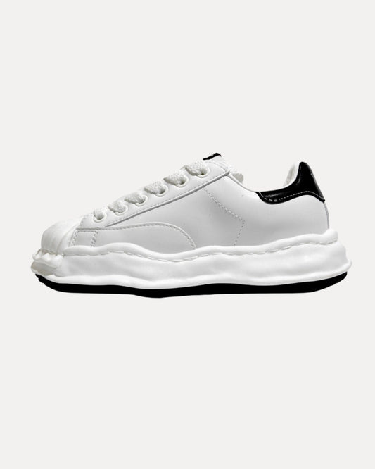 Wave Sole Leather Sneaker – White