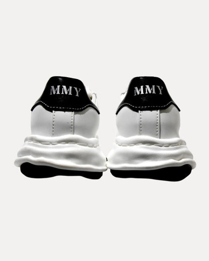 Wave Sole Leather Sneaker – White