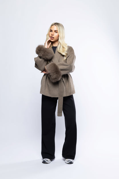 Wool Coat with Fur