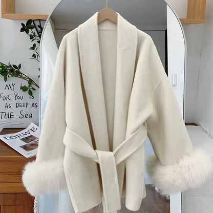 Wool Coat with Fur